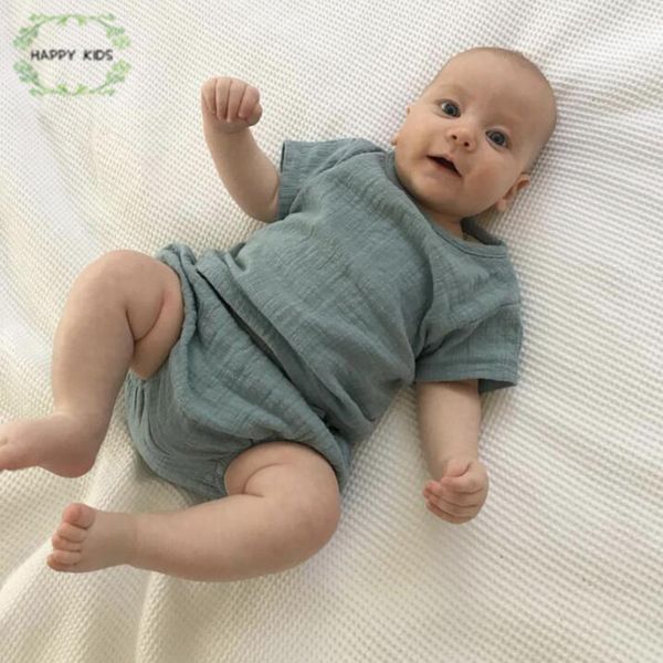 

baby boys girls summer clothes fashion cotton linen set soild color set for boys t-shirt + shorts children clothing dtz467, White