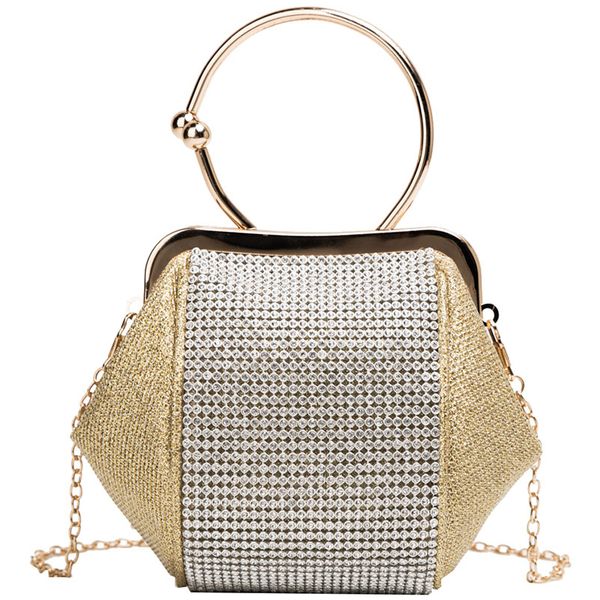 

metal ring tote bag 2019 summer quality diamond women's handbag chain shoulder messenger bag bolsos mujer travel