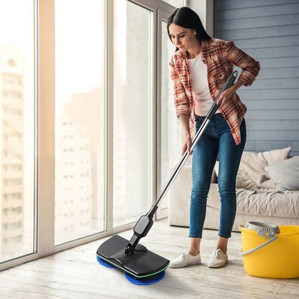 

household rechargeable all-round rotation cordless floor cleaner scrubber polisher electric rotary mop microfiber cleaning mop