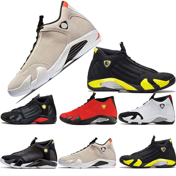 

desert sand luxury classical 14s red suede xiv basketball shoes men purple last sblack fusion varsity playoffs sneakers size 40-47, White;red