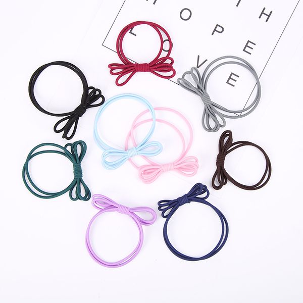 

double bands triple bows elastic hair bands knotted 4 solid colors ponytail holder women headwear hair accessories