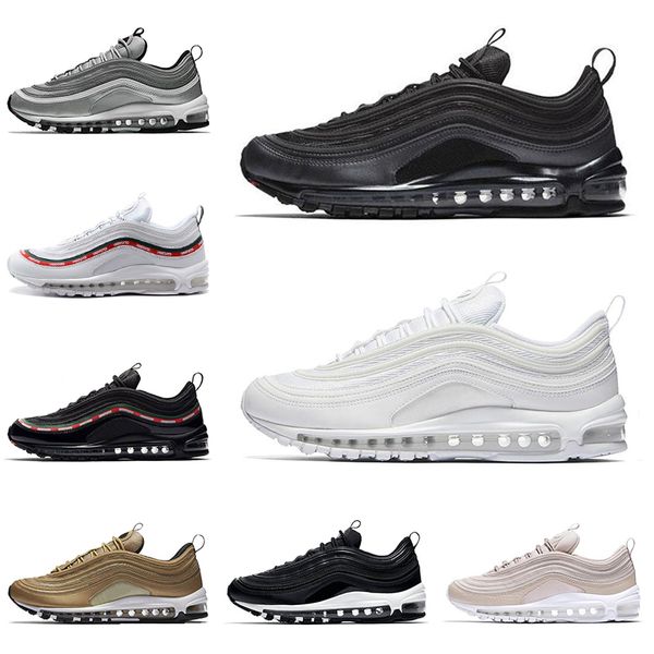 

Nike Air Max 97 airmax 97 Running Shoes горячие мужские и женские туфли OG золотые и серебряные пули