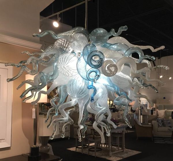 

white and blue lamps chandeliers lighting hand made chandelier led art decorative murano glass pendant lamp