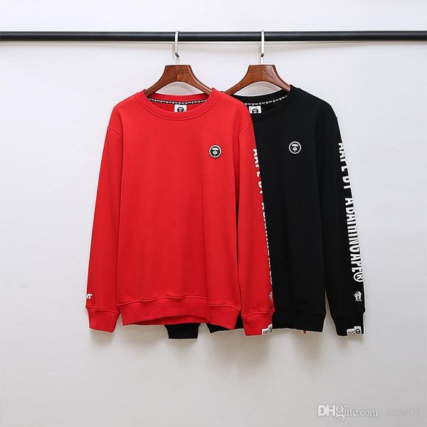 

aape brand new mens designer hoodies mens fashion sweatshirt aape mens designer pullover long sleeve black red
