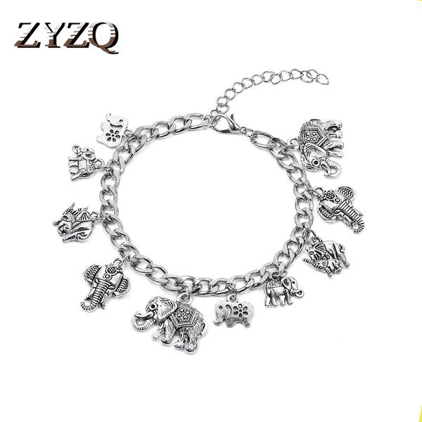 

zyzq new come vintage stylie bracelets for women with lovely elephant shaped pendant dangle accessories jewelry, Black