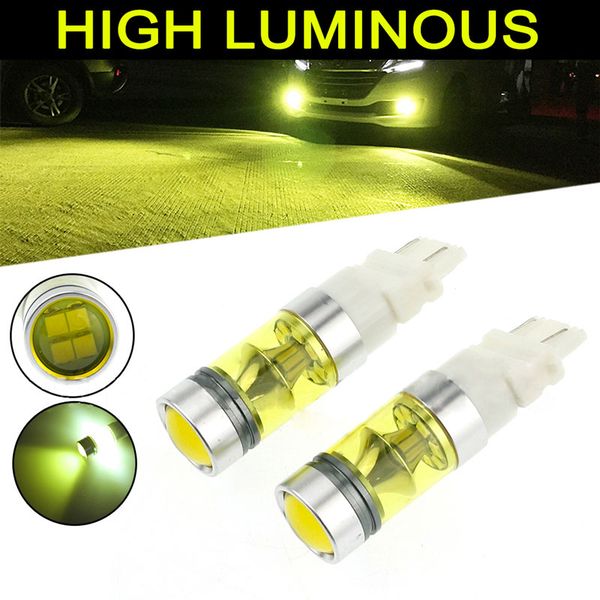 

2pcs 3157 100w fog light yellow 2323 led drl projector lamps bulbs 4300k
