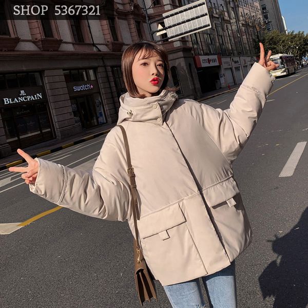 

2019 зима хлопок хлопок-проложенная одежда девочка длинного фонд easy утолщение вниз хлопок костюм-платье сыпучие пальто, Black