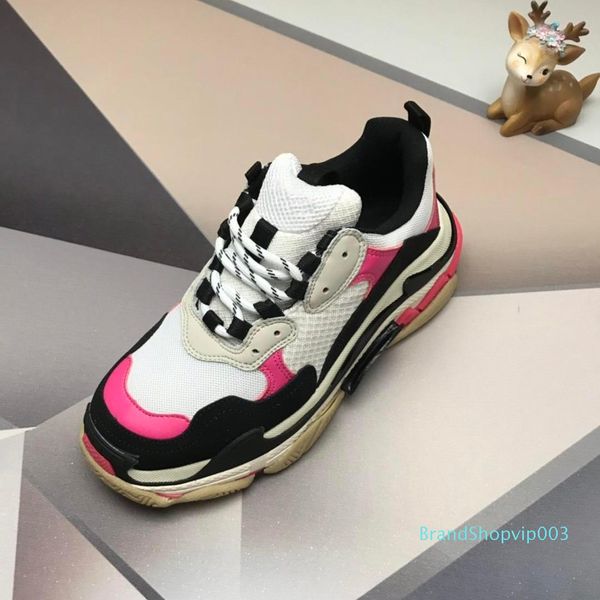 

paris 17fw triple-s walking shoes luxury dad shoes chaussures femme triple s 17fw sneakers women vintage old grandpa trainer outdoor c14 01, Black