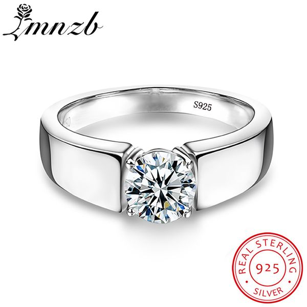 

lmnzb fine jewelry original 925 solid sterling silver ring solitaire 6mm 1ct cz diamant wedding rings for women and men lnrd10 j190715, Slivery;golden