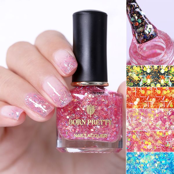 

born pretty 6ml smoothie wedding nail polish laser colorful holographic sequins nail art gel varnish
