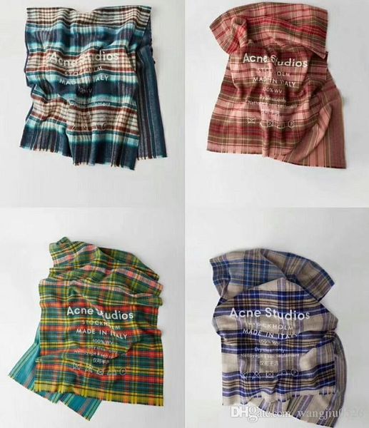 

plaid patterns acne echarpe luxury scarf 2018 female male canada wool cashmere brand scarf pashmina classic plaid winter scar, Blue;gray