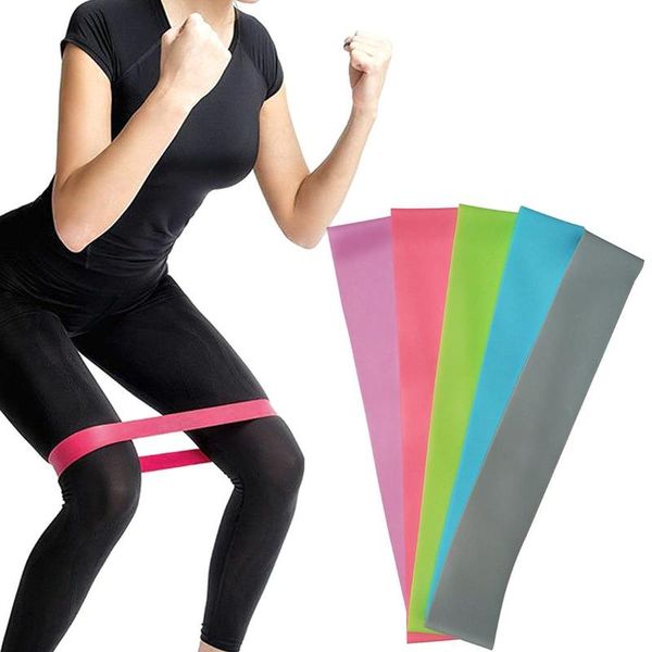 

5 colors yoga resistance rubber bands indoor outdoor fitness equipment 0.4mm-1.2mm pilates sport training workout elastic bands