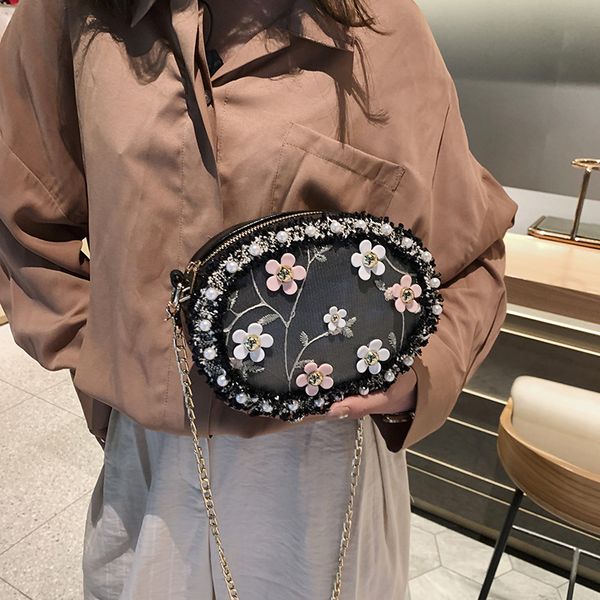 

jiulin 2019 new sweet lady small round bag flower lace single-shoulder oblique single-shoulder women's bag