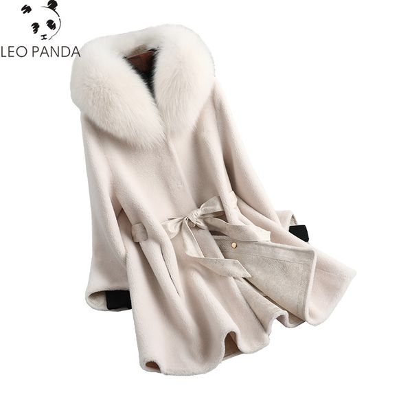 

2019 winter women new high-quality fur hood coat sheep shearing real fur coat women real jacket korean womens clothing, Black