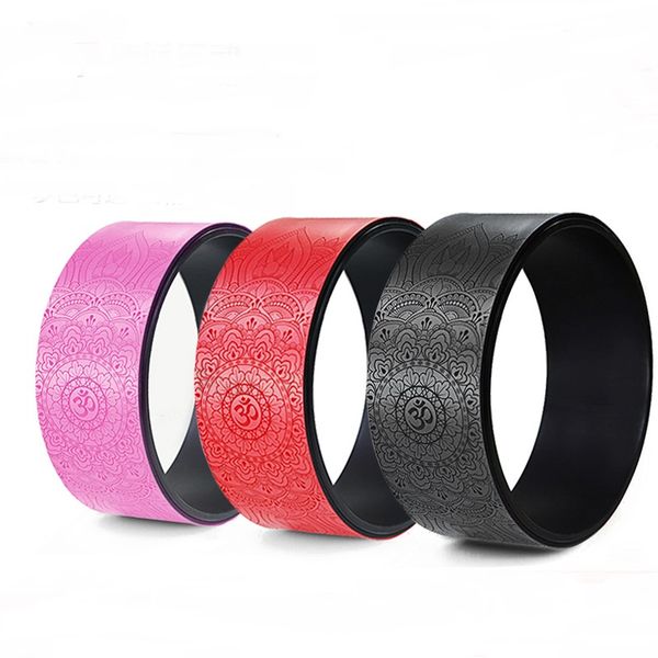 

pu 32 * 13cm printed yoga circle professional pilates wheel waist whape bodybuilding gym exercise yoga wheel back training tool