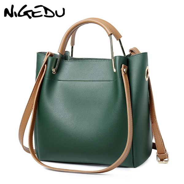 

nigedu brand design women leather handbag large capacity woman casual tote bag lady messenger shoulder bag big totes bolsa black