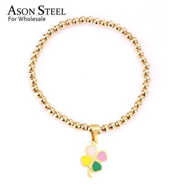 

asonsteel women leaf insect bead gold 316l stainless steel jewelry bracelets bangles charm bangle bracelet jewelry wholesale, Black