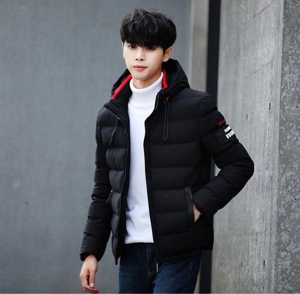 

drop shipping new fashion men winter jacket coat hooded warm mens winter coat casual slim fit student male overcoat, Tan;black