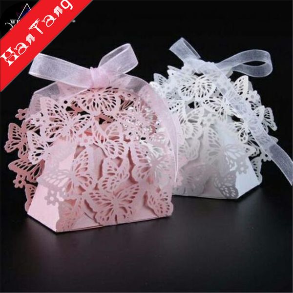 

50pcs boutique butterfly candy box decoration dragees wedding gift favor boxes chocolate box for guests party supplies 5z-sh115