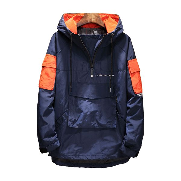 

mens jackets and coats autumn patchwork large pocket hooded jacket men's bomber jacket teen jackets for men streetwear coat, Black;brown