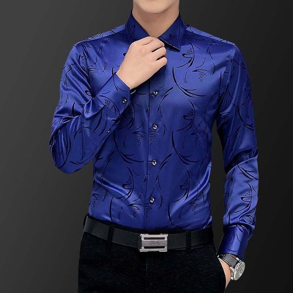 

satin shirt men chemise homme casual long sleeve slim fit mens dress shirts business wedding male, White;black