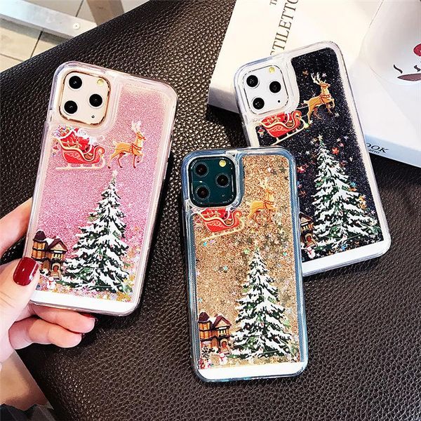 

cartoon phone case for iphone 11 pro xs max xr 6s 7 8 plus christmas quicksand giltter cover for samsung s10 s9 s8 plus note 9 8 10 10