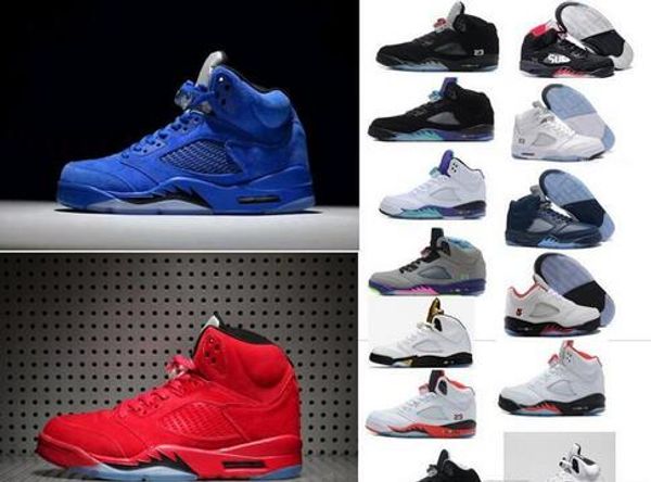 

Новые 5 5S мужские баскетбольные кроссовки красный синий замша международный рейс