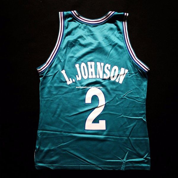 

larry johnson sewn champion 2 jersey mens vest size xs-6xl stitched basketball jerseys ncaa, Black;blue