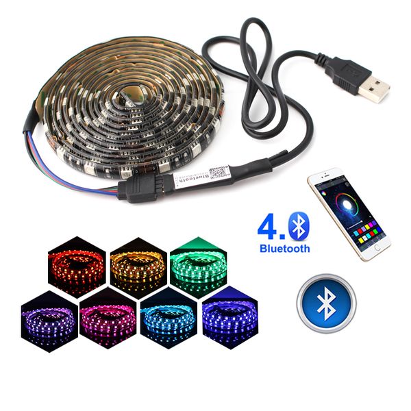 

5v led rgb strips usb light waterproof 5050 bluetooth controller usb 5 v neon led light strip rgb ribbon ambilight tv backlight