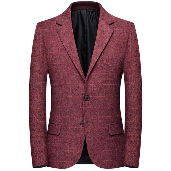 

men's autumn winter wine red plaid fashion leisure suit jacket wedding groom singer slim fit lapel blazer hombre masculino #r, White;black