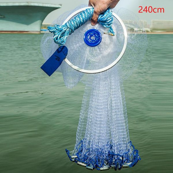 

hand throw monofilament wire cast mesh with ring american style tools fishing net easy use durable accessory folding outdoor
