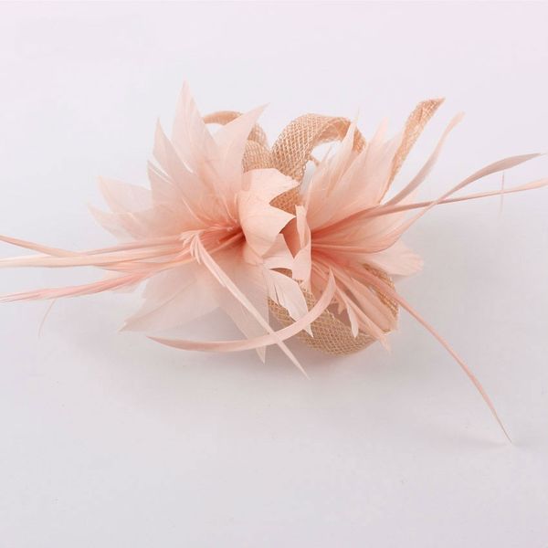 

women chic fascinator hat cocktail brooch wedding headpiece church headwear party feather hair accessories sinamay fascinators