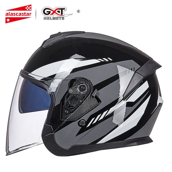 

gxt motorcycle helmet men casque casco moto helmet half face scooter motorbike riding double lens for men women