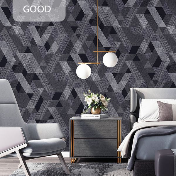 

new good quality nordic wallpaper modern minimalist geometric lattice wall paper home non-woven living room bedroom tv back wall gray black