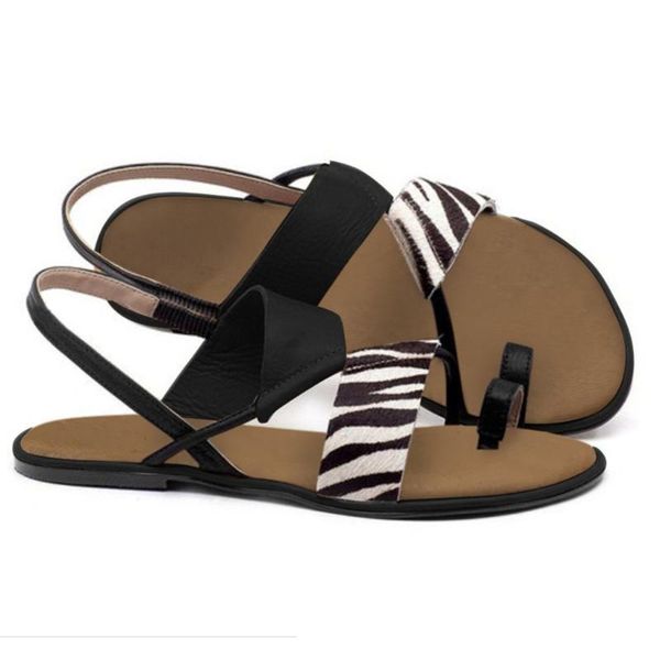 

flat sandals women plus size leopard flip-flopsshoes slip-on sandals footwear for summer casual chaussures femme, Black