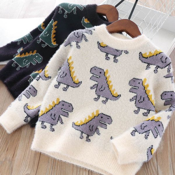 

boys and girls dinosaur sweater children's soft sweater autumn and winter, Blue