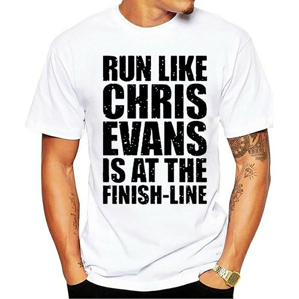 

men's t-shirt run like chris evans is at the finish line fashion clothes men's print casual 100% cotton t-shirt popular, White;black