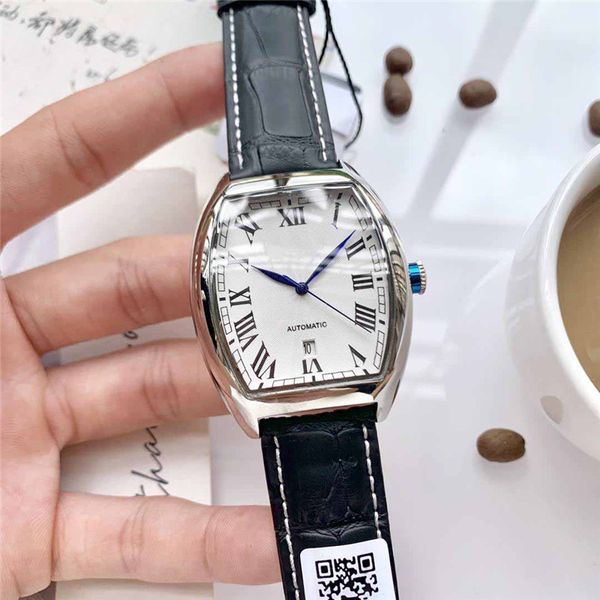 

38mm luxury mens designer watches fashion cow leather watchband automatic mechanical movement self-wind wristwatches orologio di lusso, Slivery;brown