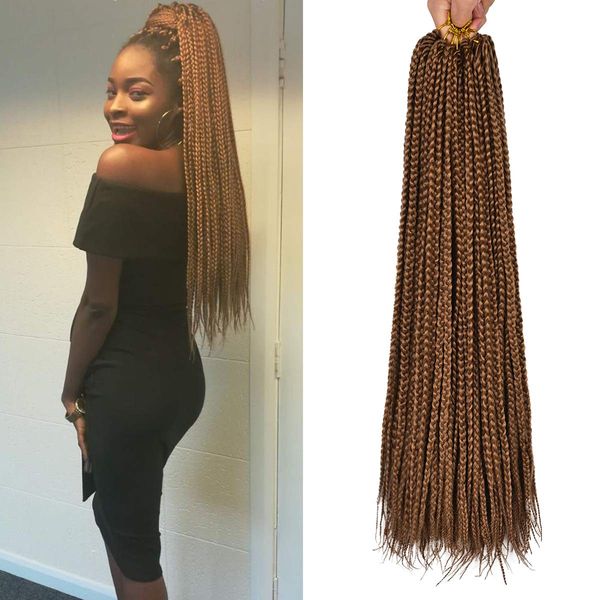 

5packs 18 inch medium box braids crochet hair extensions synthetic hair crochet braids kanekalon jumpo braiding hair 20 strands/pack, Black