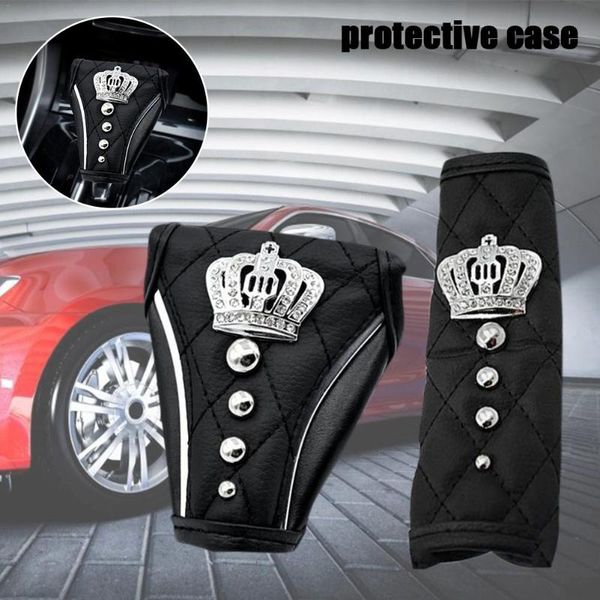 

car accessories diamond crown gear cover hand brake cover block manual automatic gear shift protective case
