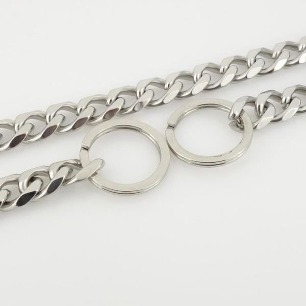 

13mm 28 inch stainless steel link - chain curb necklace two round key ring clasp silver high polished jewelry