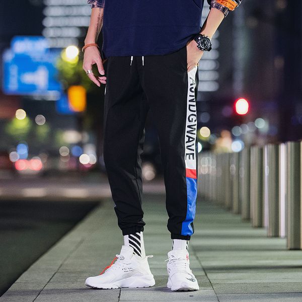 

новый стиль брюки мужские повседневные jogger моды брюки брюки tide streetwear sweatpants streetwear мужчины ropa интерьер плюс размер m-4xl, Black