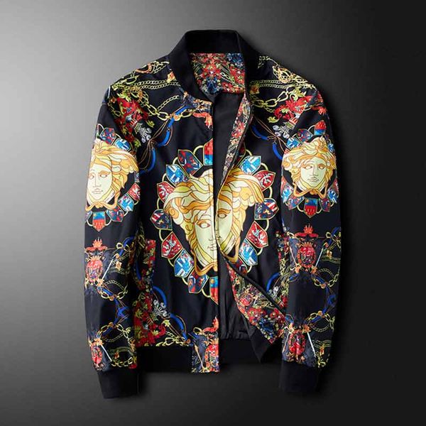 

европейская станция мужская 2019 осень и зима новые мужские вышитые куртки мода молодежи стенд воротник мужская куртка, Black;brown