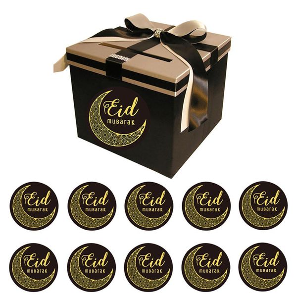 

40/60/120pcs black eid mubarak stickers ramadan kareem decor islamic muslim party decor suitable for eid al-fitr decoration