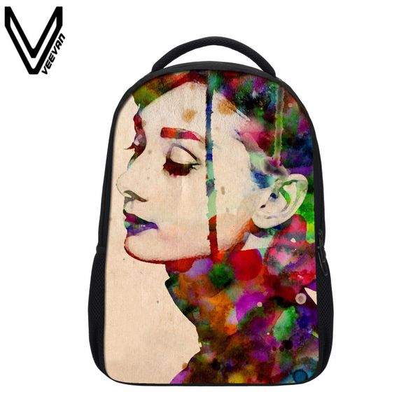 

veevanv new fashion women backpacks audrey hepburn printing backpack school lapbackpacks girls teenager casual shoulder bags