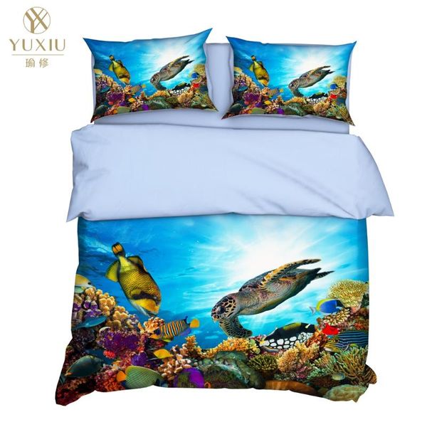 

yuxiu luxury duvet covers set 3pcs 3d bedding sets sea turtle bed linen quilt cover king  full twin double single size