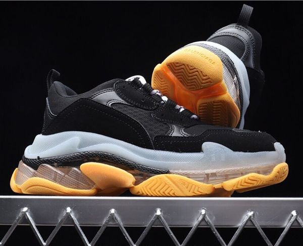 

new luxury triple s designer low old dad combination soles mens womens fashion casual shoes high with box, Black