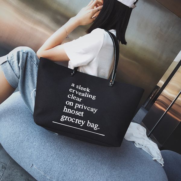 

korean high-capacity sand canvas shopping bag, letter, fashion, single-shoulder, diagonal, hand-held women's bag