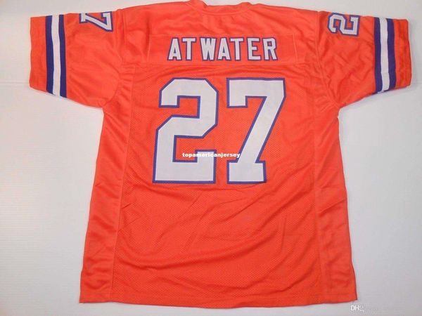 

retro custom sewn stitched #27 steve atwater orange mitchell & ness jersey s-5xl,6xl men's football jerseys rugby, Black;blue