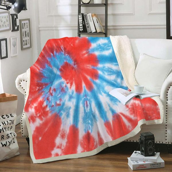 

галстук окрашенной sherpa одеяло для кровати red blue tie окрашенной soft throw одеяла красочных мягких покрывала hippie thin одеяло детей